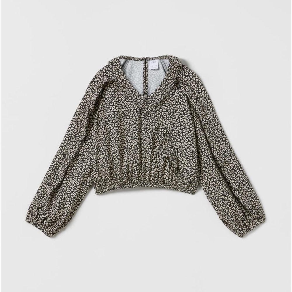 Zara Printed Ruffled Blouse
